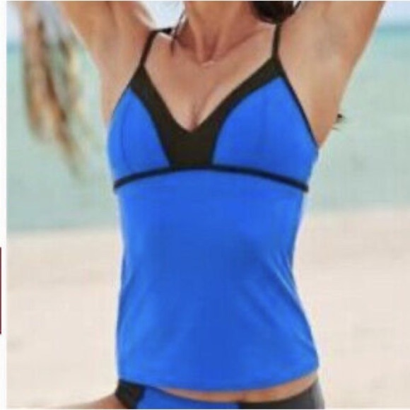 Athleta Tankini Top Women's Size Small Pink Grey Colourblock Swimwear Nylon - Picture 12 of 14